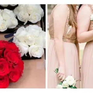 White and Red Bridesmaids Bouquets